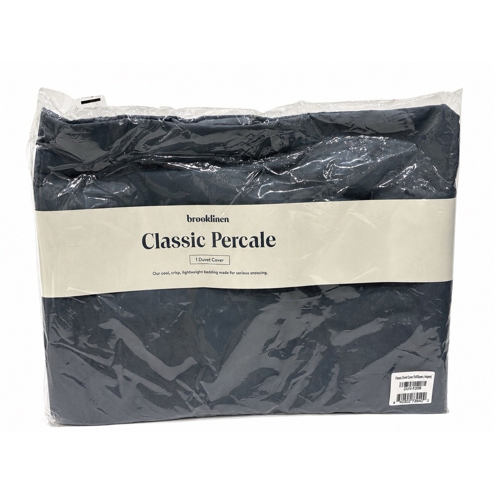 Brooklinen Classic Percale Full/Queen Duvet Cover Aegean Blue 100% Cotton New
